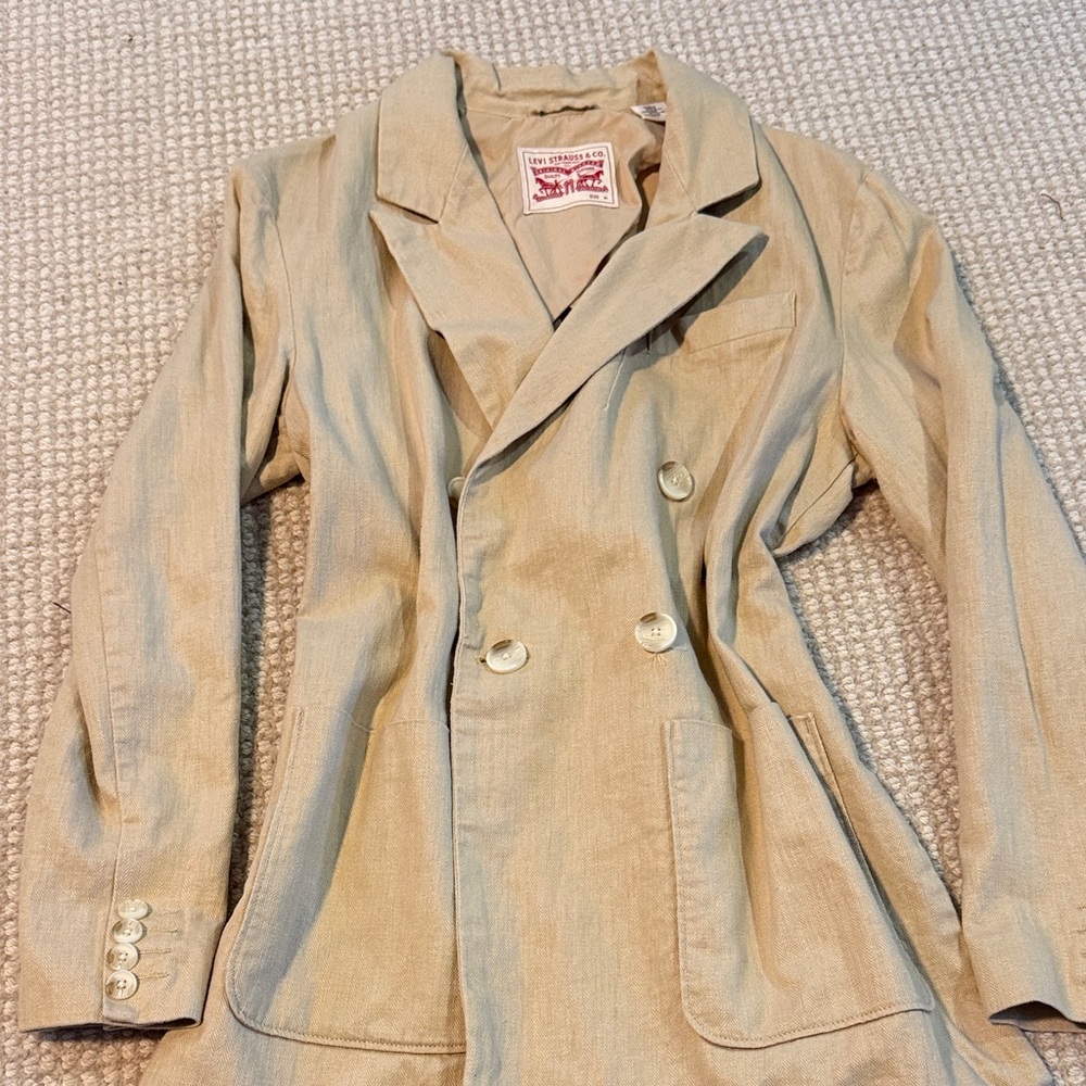 Women's Tan Double-Breasted Blazer
